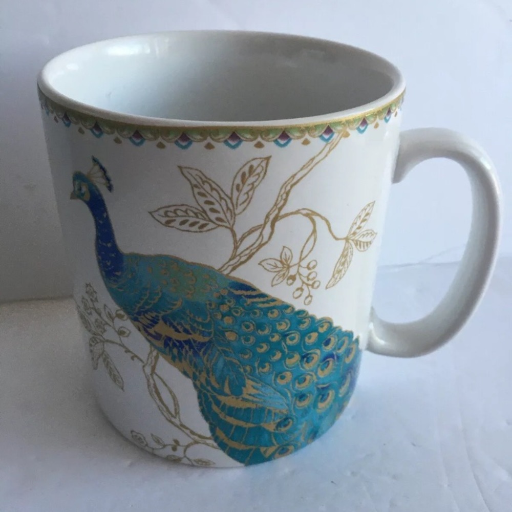 222 Fifth Jumbo Coffee Mug Peacock Garden